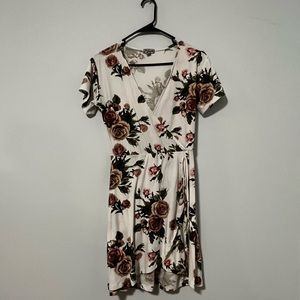 White floral wrap dress